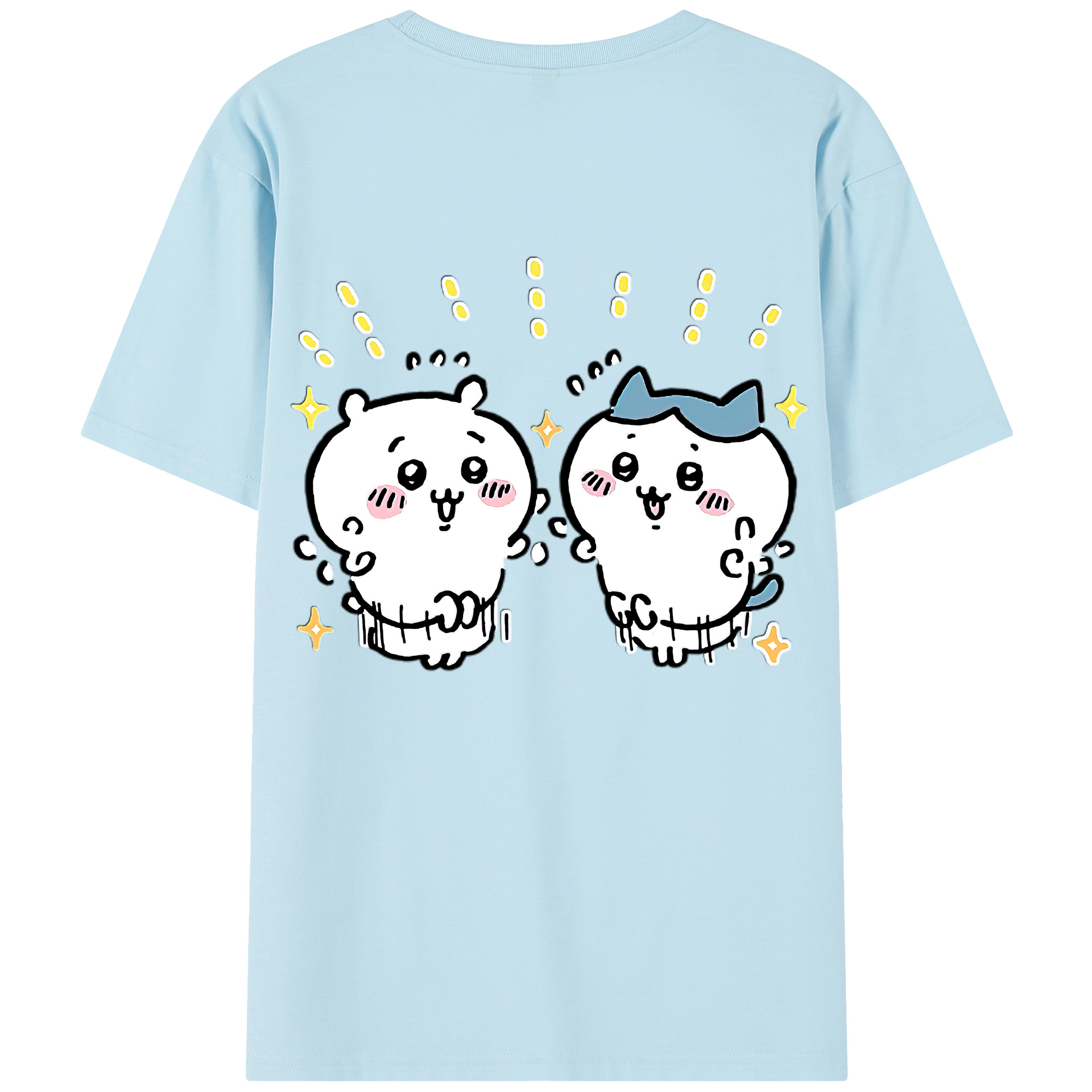 （画像用） ちいかわ ハチワレ Chii-kawa hachiware 綿100％半袖Tシャツ（背面プリント）